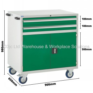 Euroslide Storage Cabinet Mobile 2 Drawers & Cupboard